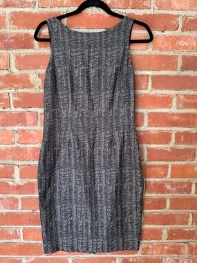 Jenni Button Gray Textured Sheath Dress